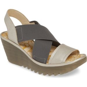 Fly London Blue Yaji Cross Wedges Size 38